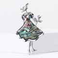 Silver Abalone Shell Girl Rose Dress Brooch Hat Figure Pin view 2