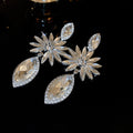 Silver Tone Crystal Flower Teardrop Earrings Jewelry view 6