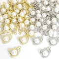 Pearl Center Crystal Heart Charms in Gold and Silver Tones view 3