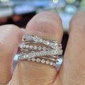 Extra-Wide Layered Crisscross Clear Stone Ring In Silver Tone view 2