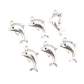 Leaping Dolphin Metal Pendant Charms in Polished Silver Tone view 5