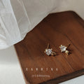 Gold Tone Clear Stone Tiny Fish Stud Earrings With Leaf Tail view 4