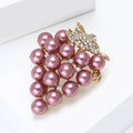 Purple Pearl Grape Cluster Brooch With Crystal Leaves view 2