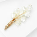 White Petal Branch Brooch With Gold or Silver Wrapped Stem view 4