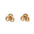 Amber Translucent Flower Crystal Look Stud Earrings view 5