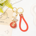 Rhinestone Dollar Money Bag Keychain Gold Metal Charm view 10
