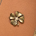 Good Luck Four Leaf Clover Metal Charm in Five Finishes view 3