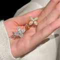 Zircon Flower Open Rings Silver And Gold Two Tones view 3