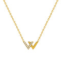 Letter W Pendant Necklace Pavé Zircon Cable Chain Gold Steel view 5