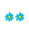 Six Color Woven Large Daisy Statement Hook Earrings view 6