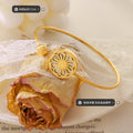 Gold Daisy Shell Open Soft Wire Cuff Bangle Bracelet view 2