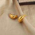 Crescent Moon Thick Stud Earrings Gold Steel Polished Pair view 2