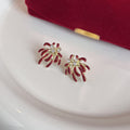 Red Firework Burst Gold Tone Crystal Look Stud Earrings view 3