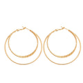 Gold Tone Triple Layer Hoop Geometric Statement Earrings view 5