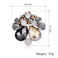 Gold Tone Silver Tone Flower Crystal Metal Brooch Pin 3.6 x 3.7 cm view 2