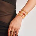 Gold Stainless Steel Heart Czech Glass Necklace Bracelet Earrings view 4