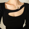 Double Sided Heart Pendant Necklace Gold Frame Shell Inlay view 6
