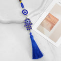 Silver-Tone Hamsa Hand Evil Eye Charm With Braided Cord view 2
