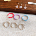 Enamel Huggie Crystal Stud Twisted Hoop Earring Sets view 3
