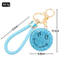 Rhinestone Smiley Face Keychain Gold Ring Braided Cord 15 Styles view 4