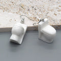 White Ceramic Style Miniature Toilet Novelty Hook Earrings view 4