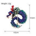 Green Gold Tone Dragon Five Designs Metal Brooch Pin view 2