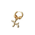 Gold Tone Heart Crystal and Balloon Dog Huggie Drop Earrings view 5