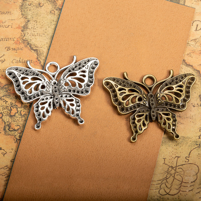 55x43mm Hollow Alloy Butterfly Charm Pendant for Keychain or Necklace