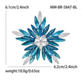Marquise Rhinestone Snowflake Brooch Blue Clear Silver Tone view 6