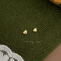 Mini Gold Heart Stud Earrings Solid Beaded Rim Border view 3