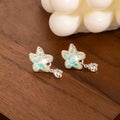 Aqua Starfish Clear Halo Teardrop Dangle Stud Earrings view 3