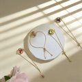Adjustable Gold Tone Pressed Flower Slider Bracelets view 3