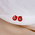 Red Fortune Ingot and Money Bag Small Stud Earrings view 2