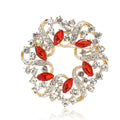 Gold Rhinestone Circle Wreath Brooch Red Blue Green view 5