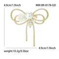 Crystal Ribbon Bow Brooch with Pearl and Floral Detail view 5