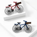 Bicycle Brooch In Metal With A Colored Frame, Crystal Wheels, And Black Details view 2