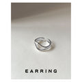 Silver-Tone Double Wave Cross Open Adjustable Band Ring view 3