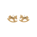 Rocking Horse Crystal Stud Earrings with Distinctive Textured Details view 5