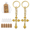 Gold-Tone Metal Ornate Cross Keychain, Single Or Pouch And Tag Set view 2