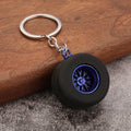 Black Tire-Shaped Keychain With Colored Spoke Rim, 8 Styles view 3