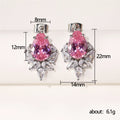 Pink Blue Green Teardrop Leaf Zirconia Stud Earrings view 5