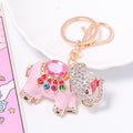 Rhinestone Enamel Elephant Keychain Crystal Saddle Charm view 1