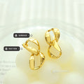 Gold Figure-Eight Twin Link Stud Earrings Polished Metal view 2