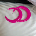 Chunky Oversized C Hoop Earrings in Bright Pink and Green view 6