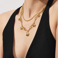 Star Moon Charm Necklace Bracelet Set Two-Tone Steel view 4