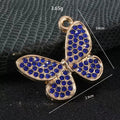 Pave Rhinestone Butterfly Charm Pendant Silver Tone And Gold Tone view 2