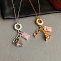Camera Glasses and Eiffel Tower Charm Necklace in Two Tones view 1