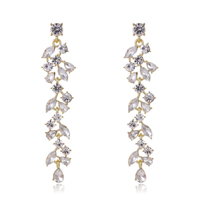 Gold Tone Silver Tone Flower Tassel Crystal Two Designs Metal Dangle Earrings
