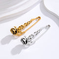 Gold Tone Rose Two Designs Metal Necklace Statement Jewelry view 4