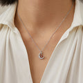 Silver Tone Crescent Moon Pink Crystal Pendant Necklace view 3